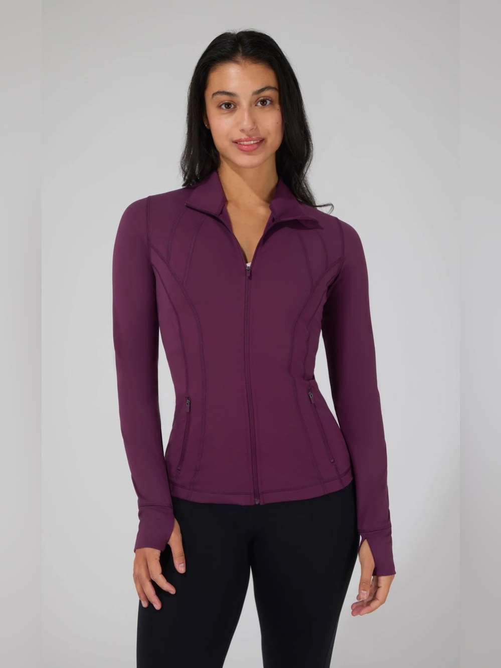 NWT 90 Degree By Reflex Full Zip Running Track Jacket-Italian Plum
